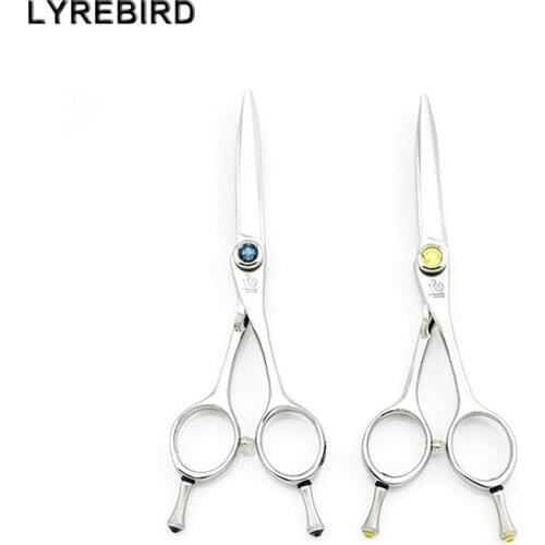 Hair cutting scissors Japan Hairdressing scissors 5.5 INCH Blue stone yellow stone Lyrebird HIGH CLASS 10PCS/LOT NEW
