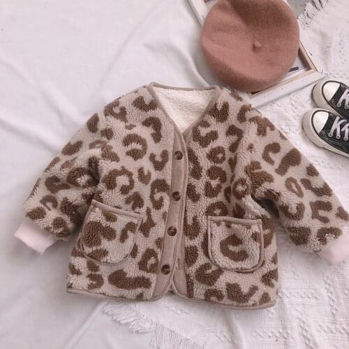 Autumn and Winter Lamb Velvet Leopard Print Fur Coat for Boys and Girls Western Style Plus Velvet Padded Coat