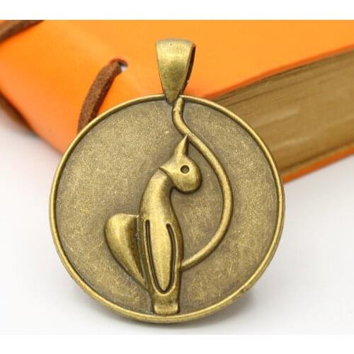 Cat Pattern DIY Pendant Base Necklace Sweater Chain Key Chain Pendant Making Jewelry Accessories Tray 30mm Round Zinc Alloy 0.21