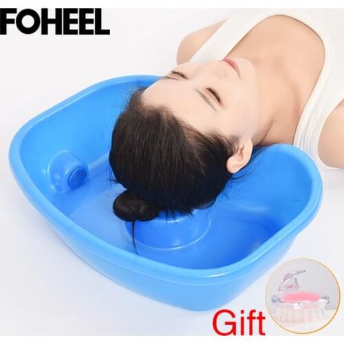 FOHEEL Portable Shampoo Basin for The Disabled Bedridden Neck Rest Hair Washing Basin Bowl Sink Drain Tube Handicap Bed Basin