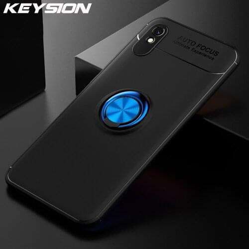 KEYSION Shockproof Case For Redmi 9A 9C 9 Soft Silicone Magnetic Metal Ring Stand Phone back cover for Xiaomi Redmi 9C 9 9A