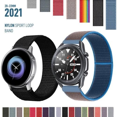 20/22mm Nylon band For Galaxy Watch 3/46mm 42mm/active 2 Samsung Gear S3 Frontier strap Bracelet Huawei watch GT2 41 45mm strap