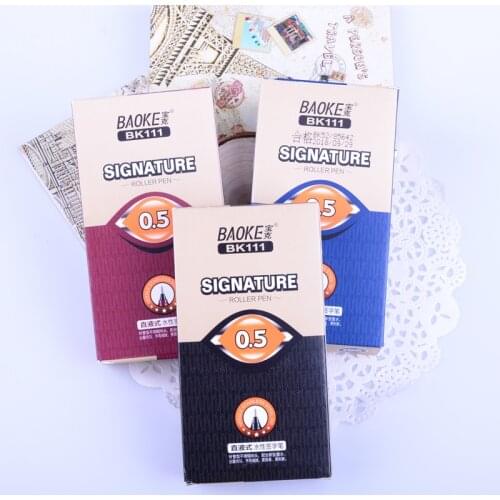 12 Pcs/Box High Capacity Water-based Signing Pen School Stationery 0.5 mm Straight Liquid Signature Pens The Office Supplies