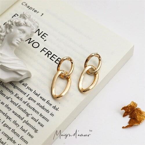 Europe HOT INS Simple Style Geometric Chunky Chains Sterling Silver 925 Dangle Earrings Women Jewelry