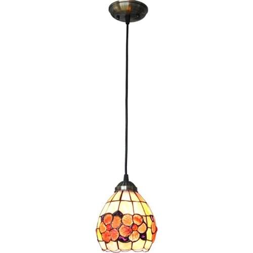Modern Flower Pattern Pendant Lights 5 Inch Vintage Creative Stained Shell Bar Restaurant Kitchen Suspension Lamp Fixtures PL756