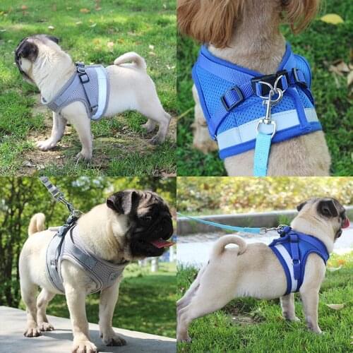 Dog Harness Vest Reflective Walking Lead Leash for Puppy Dog Breathable Mesh Fabric E7