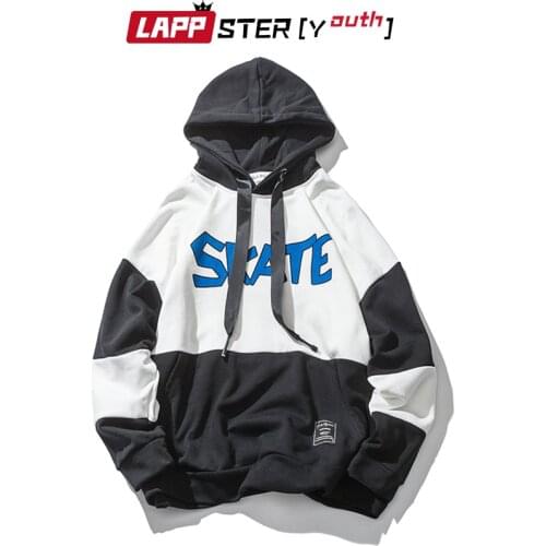 LAPPSTER-Youth Men Color Block Hooded Hoodies 2020 Mens Korean Fashions Sweatshirts Male Streetwear Patchwork Harajuku Hoodies