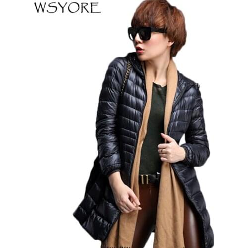 Women Ultra Light Jacket Autumn Duck Winter Jacket Slim Duck Down Hooded Long Sleeve Coat Parka Female Portable Outwear NS549