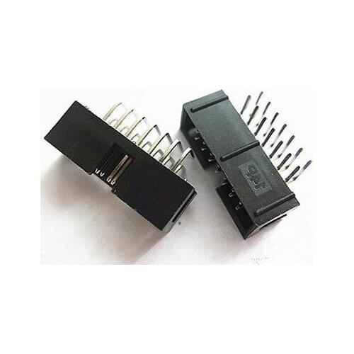 10 Pcs Shrouded Box header IDC Socket 2.54mm 2x7 Pin 14 P Right Angle Male square pin 0.64mm 2 rows 2.54 Through hole DIP