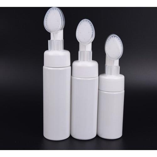 100ml,150ml,200ml Empty Froth Foaming Pump Bottle With Silicone Brush Head Plastic Face Cleaning Foam Bottles