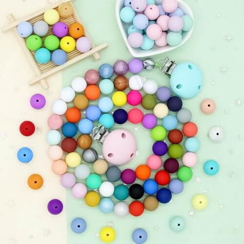 Cute-idea 20pcs 19mm silicone beads teething chewable pearl safe nursing Accessory teether making handmade DIY baby product toy
