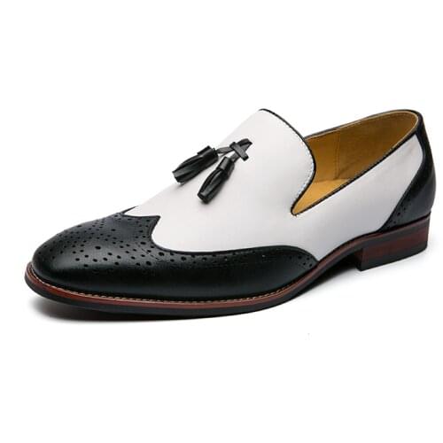 2021 Spring Summer Mens Fashion Mixed Color Dress Shoes Faux Leather Fringed Brogues Male Slip-on Business Shoe Plus size 48