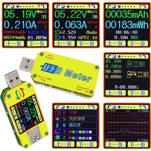 3.0 Type-C UM34 UM34C For USB APP DC Voltmeter Ammeter Voltage Current Meter Battery Charge Measure Cable Resistance Tester Tool