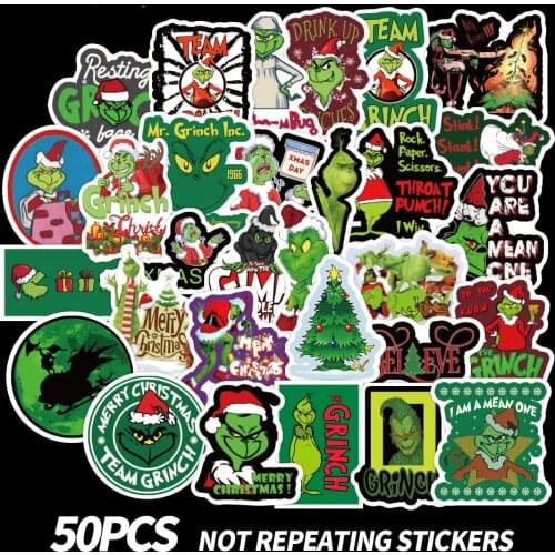 50PCS movie How the Grinch Stole Christmas Stickers For DIY Luggage Laptop Skateboard Motorcycle Decal Stickers 2020