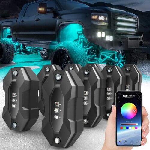 8 Pods RGB Led Rock Light For Trucks Bluetooth Control Car Neon Underbody Lamp Kit