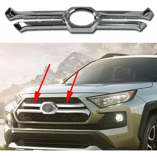 Chrome Styling Grill Accessories Fit For Toyota RAV4 2019 2020 Adventure Front Grille Sill Lid Bumper Protect Guard Cover Trim