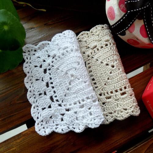 Free shipping 30pic/lot 14cm square cotton knitted place mat for table decor fabric cup coaster napkin place mat table mat felt