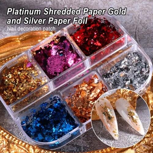 Sparkly Foil Nails Sequins Irregular Aluminum Gold Red Summer Design Set Nail Glitter Flakes Gel DIY Manicure Accessories
