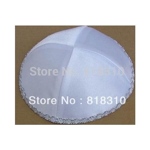 JEWISH KIPPAH KIPPOT YARMULKE SATIN PLUS LACE BORDER