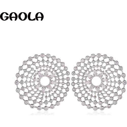 GAOLA Fashion Micro Paved Shining Clear Cubic Zirconia Round Shape Stud Earrings Accessories for Girls E9312