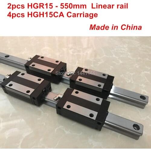 HGR15 linear guide rail: 2pcs HGR15 - 550mm + 4pcs HGH15CA linear block carriage CNC parts