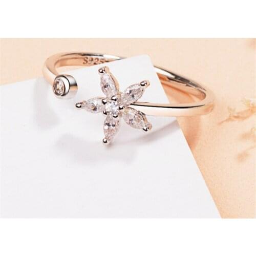 HEYLUOKE 2019 New Ring for woman Creative Irregular Ring with Zircon Romantic Flower Ornament birthday gifts