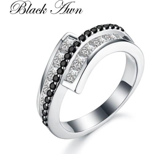 BLACK AWN 2021 New Genuine 100% Sterling 925 Silver Jewelry Square Engagement Rings for Women Gift C382