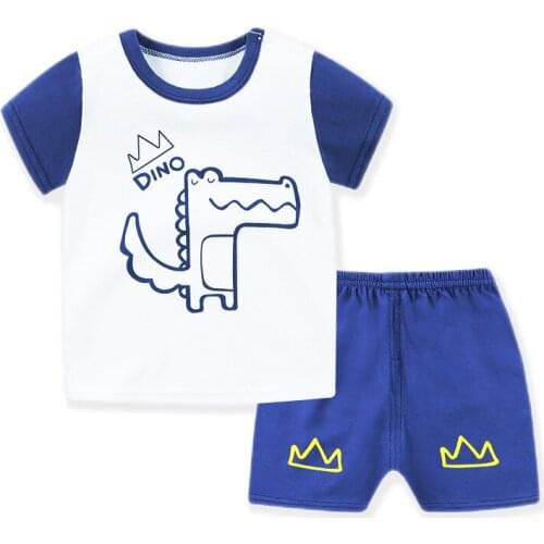 Boys Two Pieces Sets for Children Cotton Short Sleeve Tshirt + Pants Unicorn Girls Cartoon 2pc Outfits Kids Pajamas Home Clothes