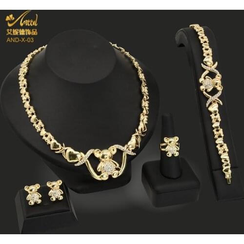 ANIID Gold Bear Jewelry Necklace Set Rings Bracelet African Earrings Jewelery Dubai Nigerian Channel Luxury Lot Pendant Mexican