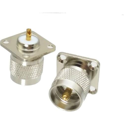Connector UHF PL259 Male plug 4-holes Flange solder panel mount RF Coaxial