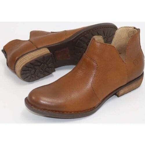 Naked leather bootsLeather womens bootsBritish style bootsV-neckline design bootsLeather womens shoesBack zipper boots