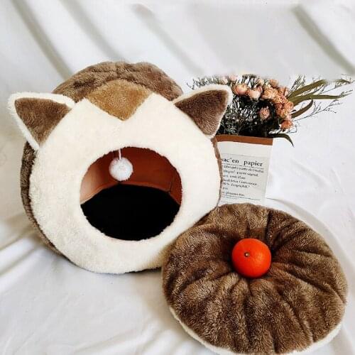 Pet Bed Warm Cave Nest Sleeping Bed Kitty Shape Puppy House for Cats and Small Dogs