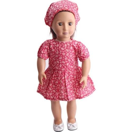 Doll clothes Red dress + headscarf toy accessories fit 18 inch Girl dollS and 43 cm baby doll c33