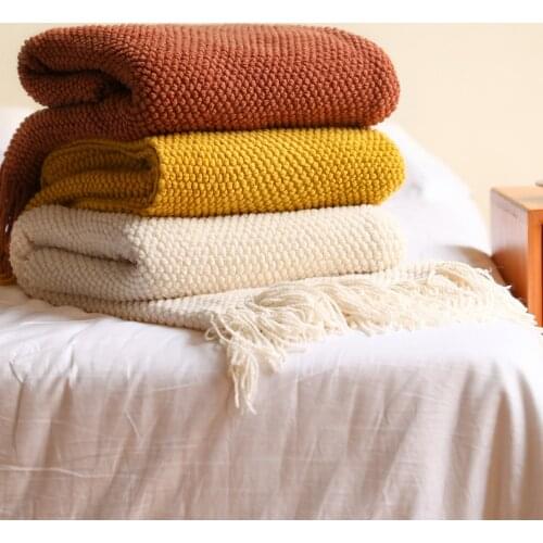 Corn Kernels Throw Blanket Tassel Knitted Blanket Sofa Blanket Traveling Blanket Home Decor