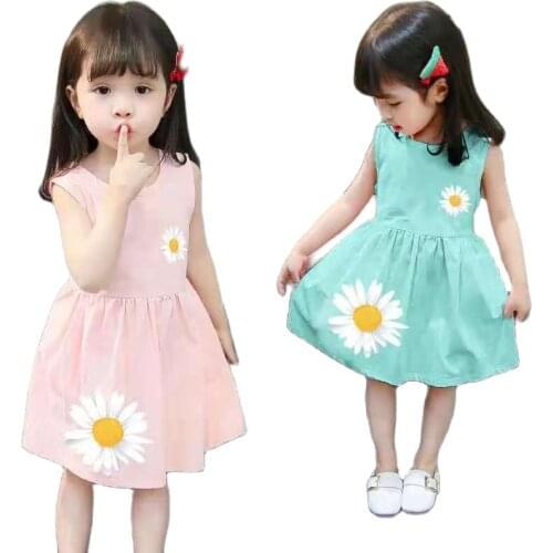 Summer Polyester Dress For Girls Hot Sale In 2021 Kid Clothes Casual For Outdoor Play Cool Look Fashion Style Korea Version Baby