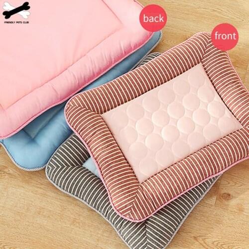 Summer Mat Cooling Pet Products Cold Pad Stripe Mattress For Medium Small Dog Cat House Car Pet Seat Cushion