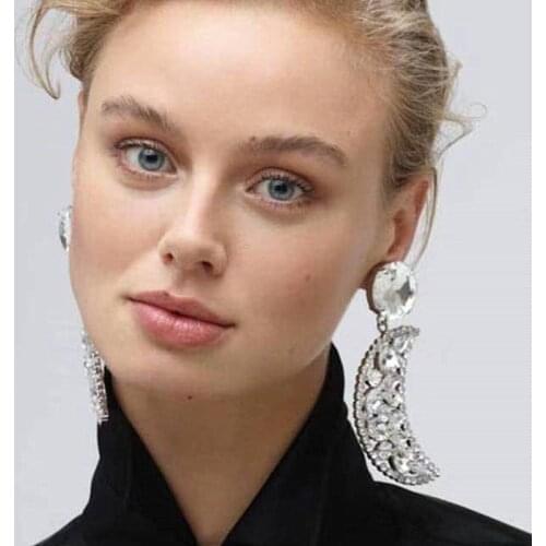 Magnifique Rhinestone Rhinestone Moon Drop Dangle Earings For Women Fashion Jewelry Ladys' Statement Earrings Accessories