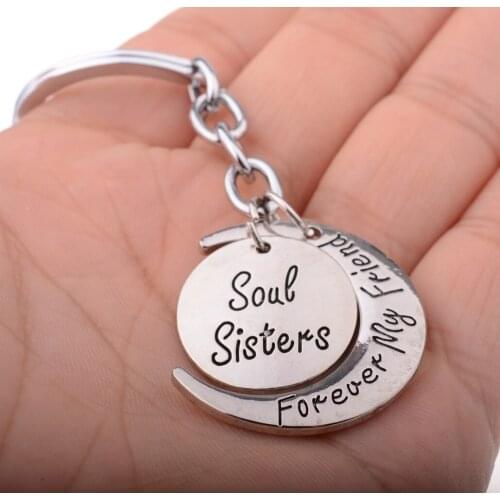 Fashion Soul Sisters Friends Keychain Keyring Jewelry Gift For Best Friends Forever BFF Sister