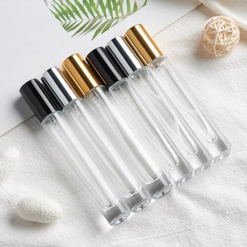 MUB - 5pcs/lot 10ml Mini Refillable Glass Bottle Perfume Atomizer Aluminum Scent Pump Perfume Bottle Empty Cosmetic Container