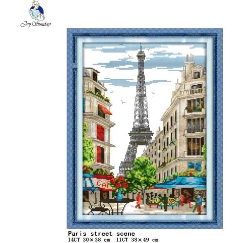 Paris street view Cross stitch kit with print Aida 14CT 11CT count canvas embroidery set DIY needlework home decoration painting