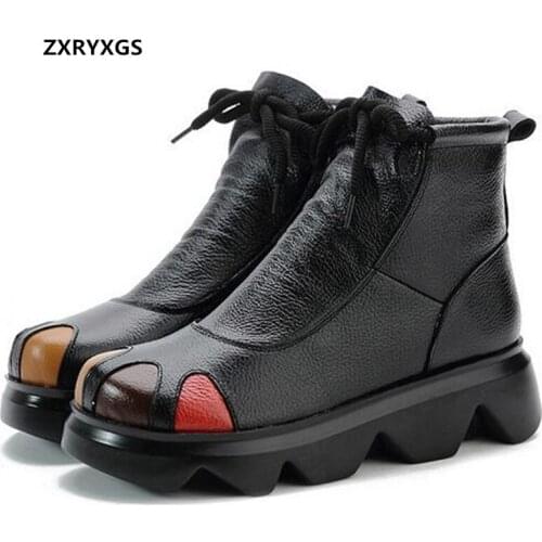 Promotion New 2020 Classic Retro Genuine Leather Ankle Boots Womens Boots Platform Non-Slip Martin Boots Autumn Winter Boots