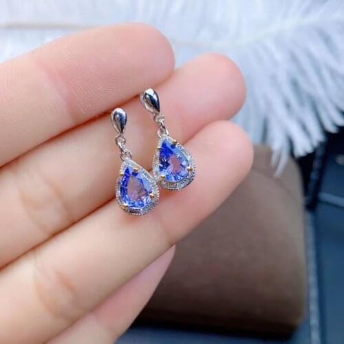 New Fashion Tanzanite Earring Natural And Real 925 sterling silver Tanzanite Earring