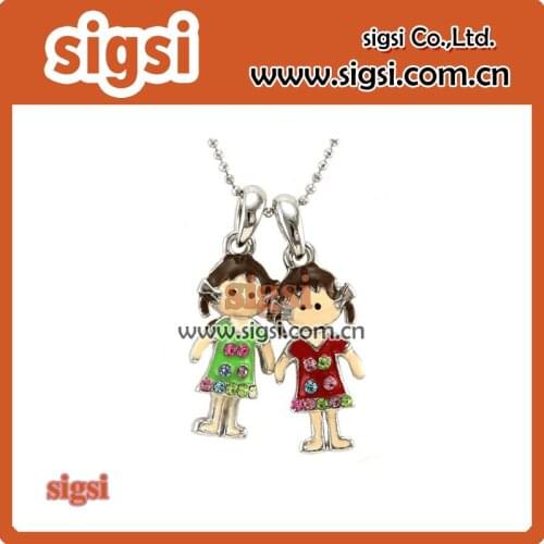 Wholesale 45mm rhinestone best friend girls pendant