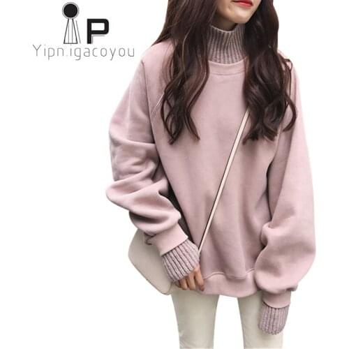 Fall Winter Tops Turtleneck Knitted Sweater Women Pullover Warm Jumpers Ladies Sweaters Oversize Loose knitwear Women Basic Tops