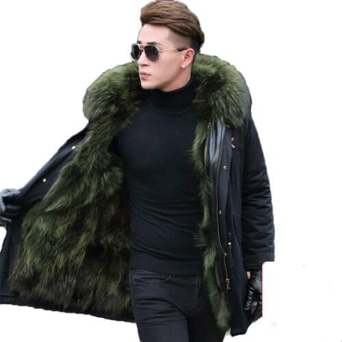 Real Fur Coat Mens Winter Jacket Real Raccoon Fur Parka Men Clothes 2020 Men Hooded Warm Jackets Plus Size L17-1501 MY1655
