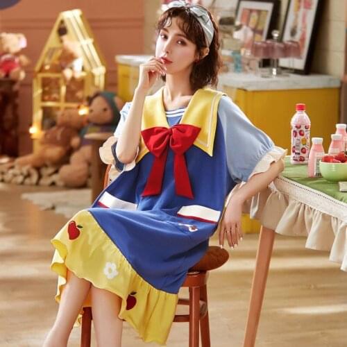 Pajamas Sets Women Trousers Suit Long Home Wear Spring & Summer Sleepwear Cartoon Bow Nightwear Pijama Mujer Pyjama Pour Femme