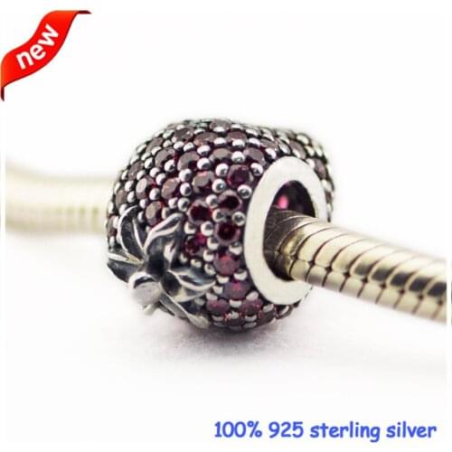 Fits Pandora Bracelets 2016 Summer Style Pave Strawberry Silver Beads Original 100% 925 Sterling Silver Charms DIY Jewelry 09394