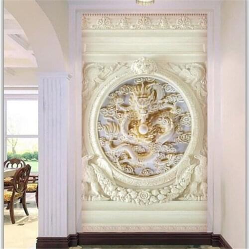 Wellyu custom wallpaper 3d European dragon embossed entrance aisle tv background wallpaper 3D photo mural living room wallpaper