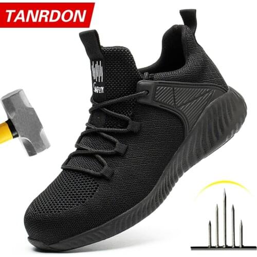 Work Shoes Hollow Breathable Steel Toe Boots Lightweight Safety Work Shoes Anti-slippery For Men Women Male Work Sneaker