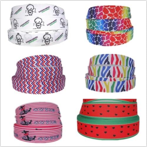 Q&N ribbon 16mm 22mm 25mm 38mm 50mm 75mm patter cartoon printed grosgrain ribbon webbing 50yards/roll for headband free shipping